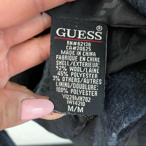 Guess Wool blend plaid navy & black coat Medium - Picture 9 of 10
